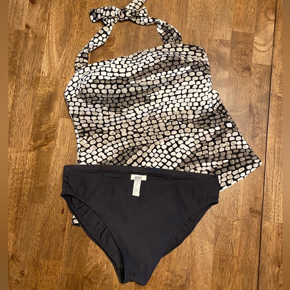 Magicsuit Tankini Halter 2 piece Swimsuit Size 8 in Grey/White/Black - Picture 13 of 13